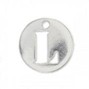 L letter Sterling silver charm 8.5mm x1|raw }}
