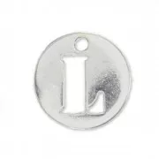 L letter Sterling silver charm 8.5mm x1