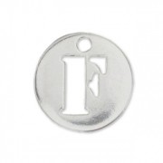 F letter Sterling silver charm 8.5mm x1|raw }}