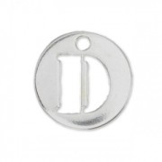 D letter Sterling silver charm 8.5mm x1|raw }}