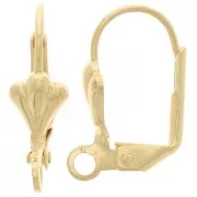 Lily flower leverback earrings with 16mm ring Gold x2