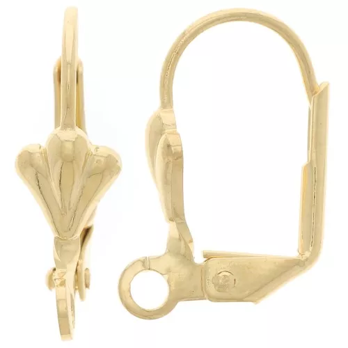 Lily flower leverback earrings with 16mm ring Gold x2