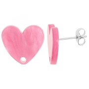 14x15.5mm acrylic heart earstuds - Pink Pearl x2|raw }}
