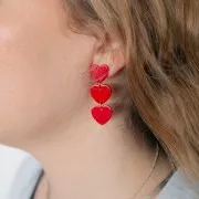 14x15.5mm acrylic heart earstuds - Marbled Blue - White x2