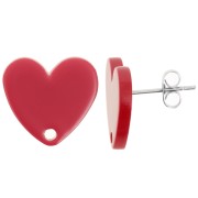 14x15.5mm acrylic heart earstuds - Red x2|raw }}