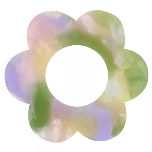 18mm Acetate Flower Pendant - Tortoise Shell - Violet Green x1