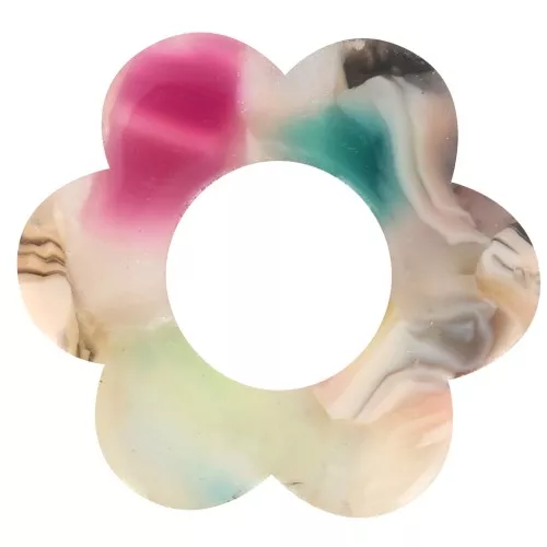 18 mm Acetate Flower Pendant - Tortoiseshell - Beige - Multicolor x1