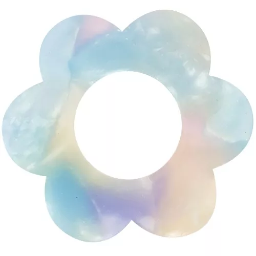 18mm Acetate Flower Pendant - Tortoiseshell Blue - Pink x1