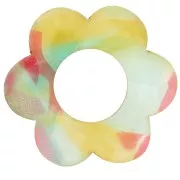 18mm Acrylic Flower Pendant - Tortoiseshell Red - Blue x1