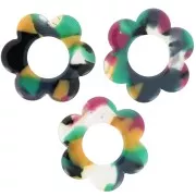 18mm Acetate Flower Pendant - Tortoiseshell Green - Fuchsia x1