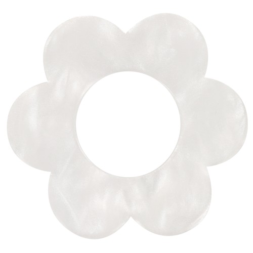 18mm acrylic flower pendant - Pearlescent white x1