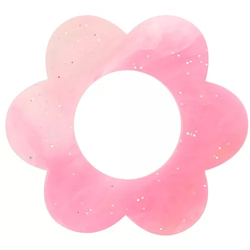 18 mm acrylic flower pendant - Pink marbled glitter x1