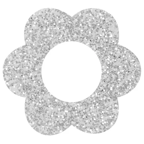 18mm Acrylic Flower Pendant - Silver Glitter x1