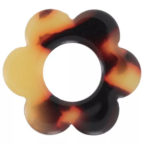 18mm acetate flower pendant - Tortoiseshell - Brown - Black x1