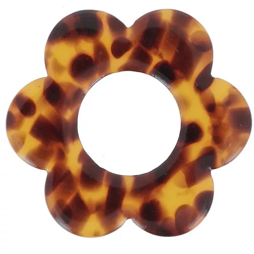 18mm Acetate Flower Pendant - Terrazzo Brown - Black x1