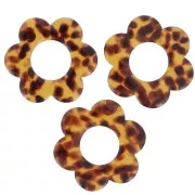 18mm Acetate Flower Pendant - Terrazzo Brown - Black x1