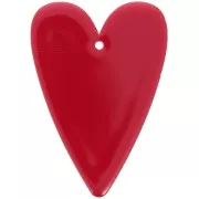34x24mm acrylic heart pendant - Red x1