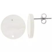 Round 15 mm acrylic earstuds - Pearlescent white x2