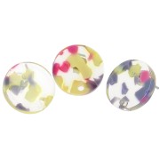 Round 15 mm Acetate Stud Earrings - Terrazzo Vanille - Pastel Pink x2