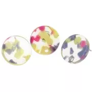 Round 15 mm Acetate Stud Earrings - Terrazzo Vanille - Pastel Pink x2