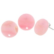 Round 15 mm acrylic earstuds - Marbled pink glitter x2