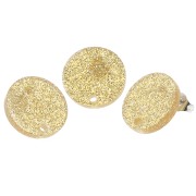 15 mm round acrylic earstuds - Golden Glitter x2