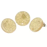15 mm round acrylic earstuds - Golden Glitter x2