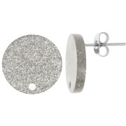 Round 15 mm acrylic earstuds - Silver Glitter x2|raw }}