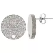 Round 15 mm acrylic earstuds - Silver Glitter x2