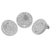 Round 15 mm acrylic earstuds - Silver Glitter x2