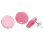Round 15 mm acrylic earstuds - Pink Pearl x2