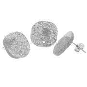 15mm Rounded square acrylic earstuds - Silver Glitter x2