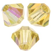 3mm Preciosa Crystal Bicones - Rondelle Bead - Acid Yellow AB x30|raw }}