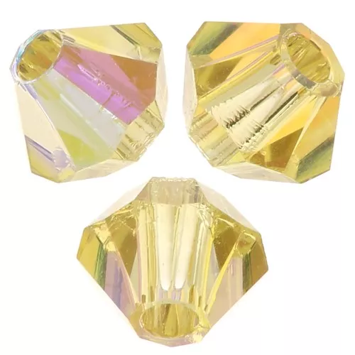 3mm Preciosa Crystal Bicones - Rondelle Bead - Acid Yellow AB x30