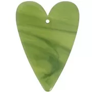 Green Olive - Pendentif coeur 34x24 mm en acétate transparent - Marbré Olive x1 Pendentif coeur 34x24 mm en acétate transparent - Marbré Olive x1