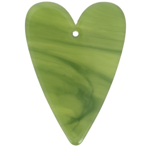 34x24mm Heart pendant in transparent acetate - Marbled Olive x1