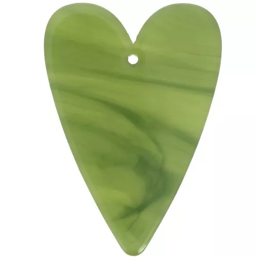 34x24mm Heart pendant in transparent acetate - Marbled Olive x1