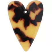 34x24mm Acetate Heart Pendant - Tortoiseshell - Brown - Black x1