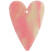34x24 mm acrylic heart pendant - Pink marbled glitter x1|raw }}