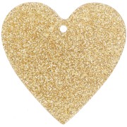 31x32mm Acrylic Heart Pendant - Golden Glitter x1