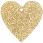 31x32mm Acrylic Heart Pendant - Golden Glitter x1