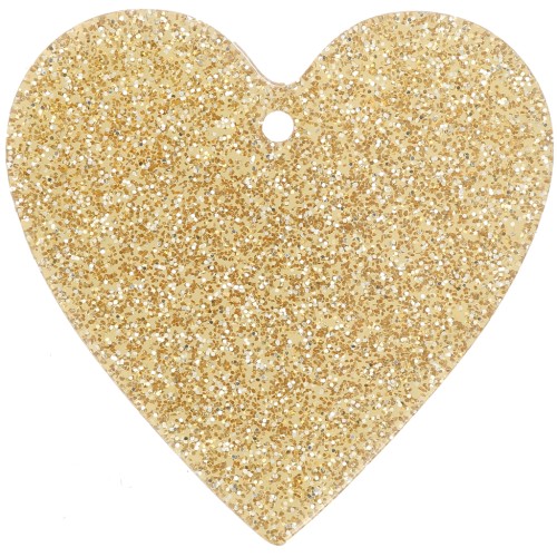 31x32mm Acrylic Heart Pendant - Golden Glitter x1