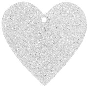 31x32mm Acrylic Heart Pendant - Silver Glitter x1