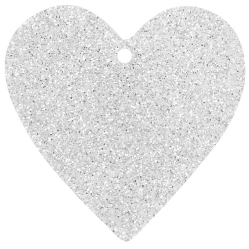 31x32mm Acrylic Heart Pendant - Silver Glitter x1