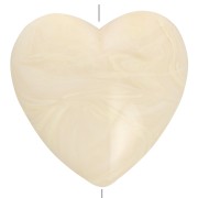 17x18mm Heart bead in opaque resin - marbled Cream x1|raw }}