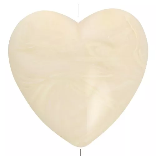 17x18mm Heart bead in opaque resin - marbled Cream x1