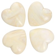 17x18mm Heart bead in opaque resin - marbled Cream x1