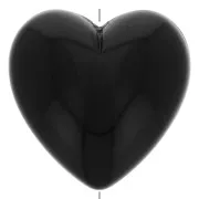 17x18mm Heart bead in opaque resin - Black x1