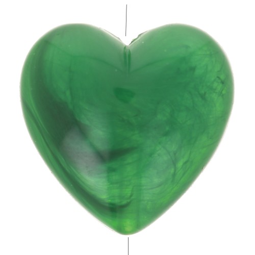 Heart bead 17x18 mm in opaque resin - Marbled green x1
