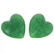 Heart bead 17x18 mm in opaque resin - Marbled green x1